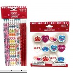 Valentines Day Themed Pencils and Erasers 12 count each by Greenbrier  B00RLY048G